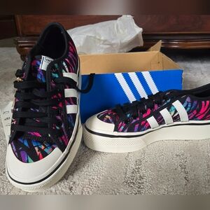 NWT, Adidas Black and Pink Platform Sneakers, Sz. 8